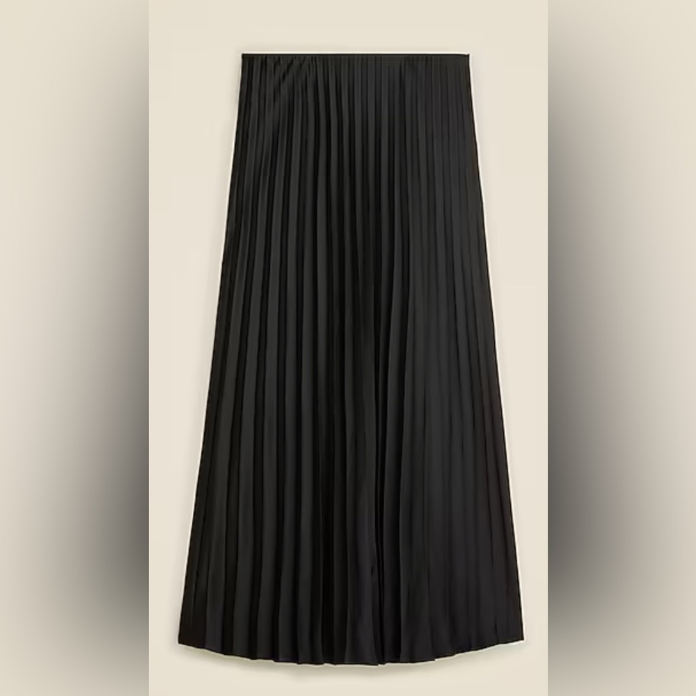 J. Crew Black Pleated Midi Skirt